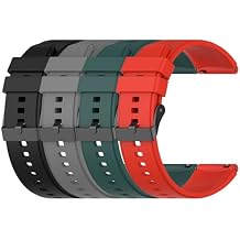 TenCloud 4Pack Watch Band Compatible with TOZO S5 S6 Silicone Smartwatch Bands Black+Red+Gray+Green