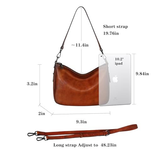 HESHE Leather Purses for Women Crossbody Hobo Shoulder Bag Women’s Handbags with 2 Straps Designer Fashion Satchel Purse3