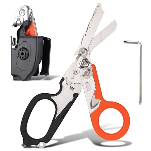 Trauma Schere Multitool Rettungsschere mit 6 Praktischen Funktionen Faltbare Scherenzange aus Edelstahl-Ideal für Professionellen Einsatz Im Rettungsdienst Oder Alltägliche Aufgaben