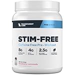 Transparent Labs Stim-Free Pre-Workout - Caffeine & Stim Free Pre Workout Powder for Men and Women with Beta Alanine Powder, Citrulline Malate, & elevATP - 30 Servings, Strawberry Lemonade