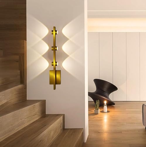 Image of Groeien 6 LED Golden 6 watt Up /Down Wall Sconce Bathroom Vanity Indoor Outdoor Light Fixtures for Mirror, Hallway,Bedroom,Indoor Wall Light(DualArc-3LED)