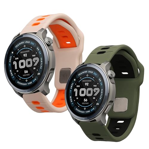 kwmobile Straps Compatible with 22mm Amazfit Bip 6 / Bip 5 / GTS 3 / Balance 2 Straps - 2x Replacement Silicone Watch Bands - Dark Green/Black/White/Orange - image 1