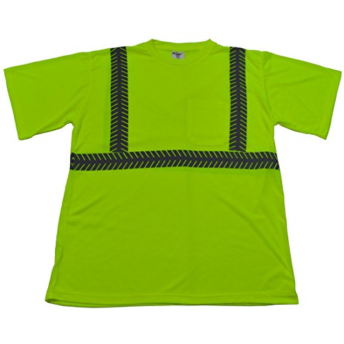 Petra Roc L JTS2-5X ANSI Class 2 High-Vis Safety T-Shirt Short Sleeve, Jersey Knit with Segmented Reflective Tape and One Chest Pocket, 5X-Large, Lime