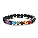 Light-Jewelry Bracciale Uomo Donna, Chakra con Vere Pietre Naturali, Tibetano, Braccialetti Yoga, Gioielli con Perle, Design di Alta Qualità Fatto a Mano, 17-21cm (7 chakra)