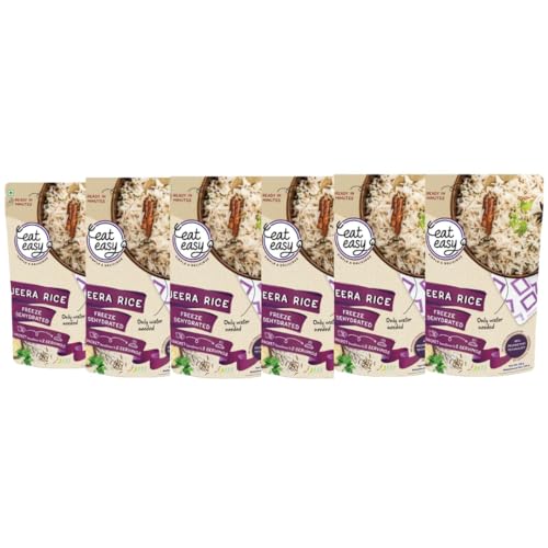 Image of Eat Easy Ready To Eat Jeera Rice- 95gm (Pack of 6) | Freeze Dehydrated, Nutritious & Healthy Instant Food for Travel, Camping | No Preservatives, No Added Artificial Colours & Flavours | Just Add Water and Cook