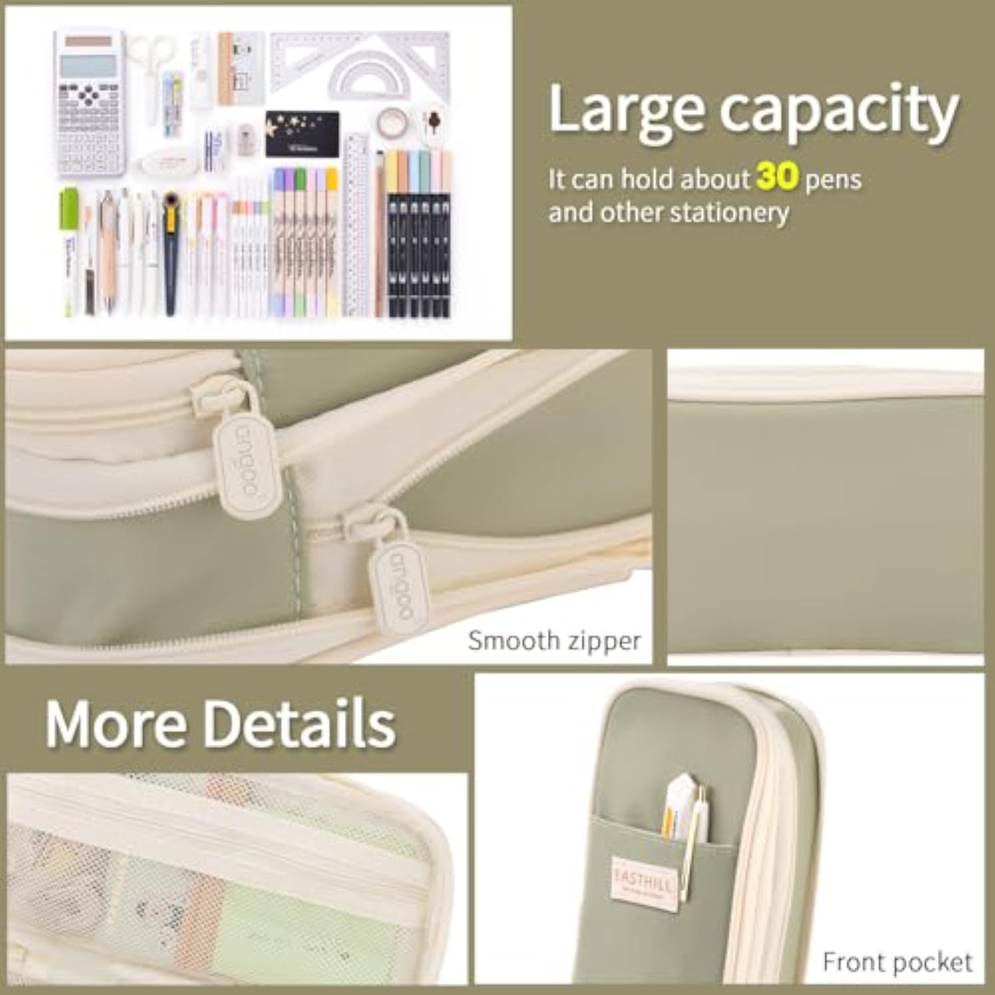 Big Capacity Polyester Pencil Case, Large Pouch for School