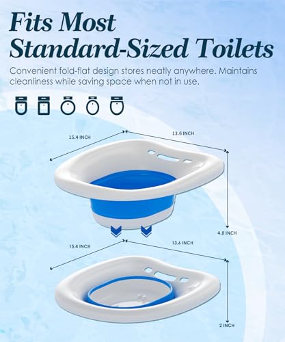 xemieau Sitz Bath, Sitz Bath for Toilet Seat, Postpartum and Hemorrhoids Care Kit - Yoni Steam Seat - Foldable Portable Basin soak - Universal Fit for Standard Toilets