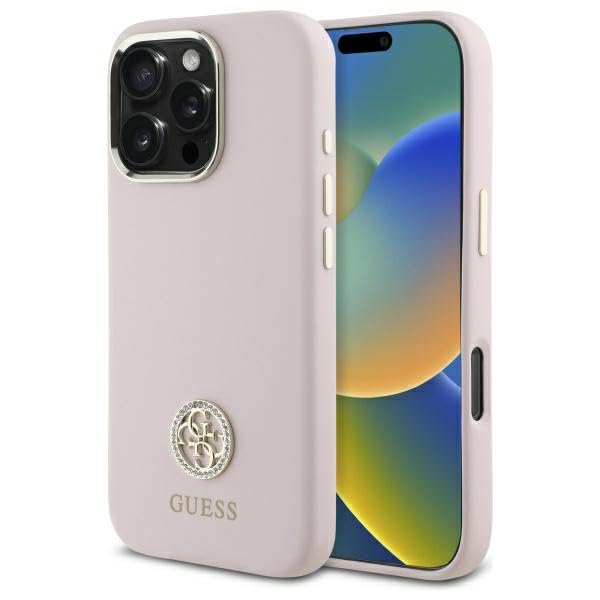 CG Mobile Guess GUHCP16LM4DGPP - Carcasa para iPhone 16 Pro de 6,3" (Silicona), Color Rosa Claro
