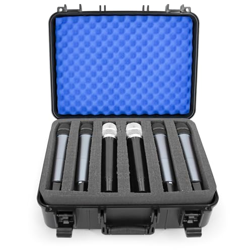 CASEMATIX Wireless Microphone Case for 12 Mics &ndash; Customizable Hard Shell Mic Case with Diced Foam...