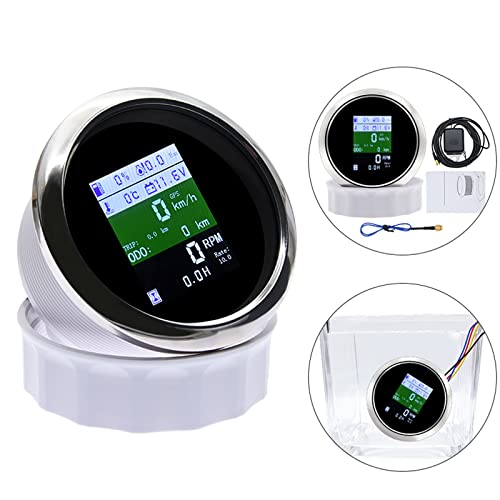 Kaolali Adjustable Gps Speedometer Multi-Functional 6-In-1 Digital Gauge Tachometer Voltmeter Oil Pressure Fuel Level Water Temp 0~10Bar Oil Pressure With Alarm 85Mm 9-32V #TOP2