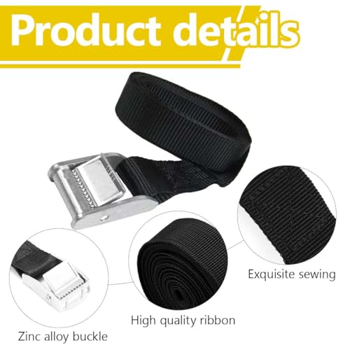 JUGUTA Spanngurt Befestigungsgurt, 4 X 150Kg 2 Meters Ratschenspanngurt Breite 20Mm Zurrgurt, Verstellbare Befestigungsriemen Mit Klemmschloss Für Transport, Fracht, Gepäck, Camping （Schwarz）