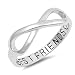 Infinity Best Friends Heart Ring .925 Sterling Silver Friendship Band Sizes 5-12