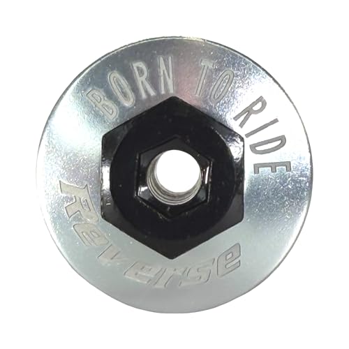 F26 Reverse Alu Top Cap MTB Dirt Barspin Steuersatzkappe Freestyle Rotor M10 Hohl Schraube für Bremszug Leitung (Silber)