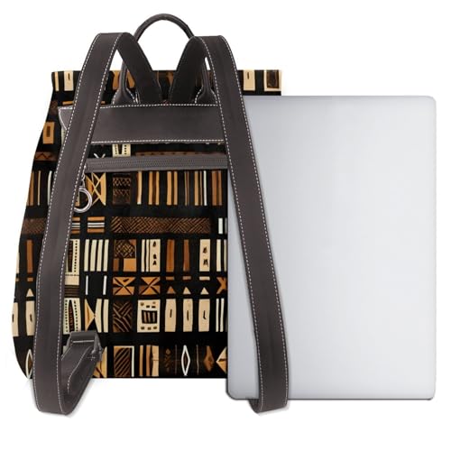African Mud Cloth Tribal Print Women's leather backpack,Ladies Travel Fashion Back Pack,Casual backpack for Work3