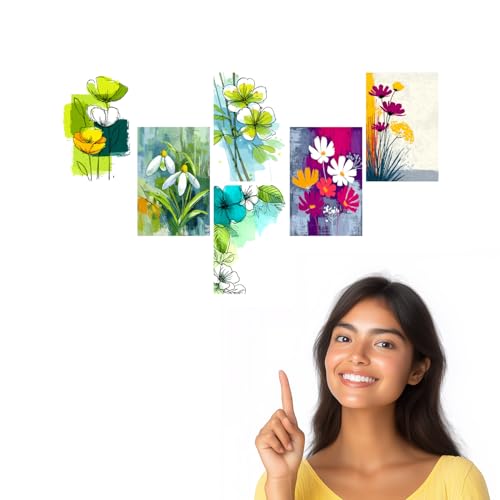 Image of SiddArtify Floral Botanical Wall Art Prints Set - Watercolor Flower Poster Decor for Living Room Bedroom Office - Set of 2-4x6 Inch - Board (Pack of 6) - Sticker (Pack of 6)