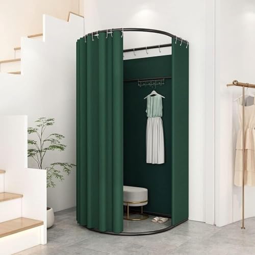 Vestiaire portable d'angle pour cabine d'essayage sans travaux rideau vert