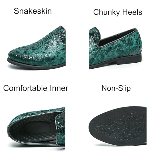 Mens Retro Snakeskin Leather Slip-On Dress Loafers Round Toe Low Top Non-Slip Casual Shoes for Formal Business Wedding2