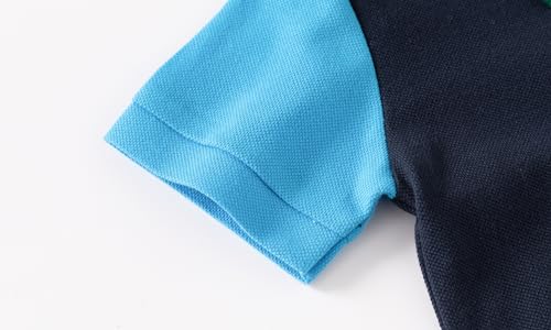 Yueary Camiseta infantil unissex Toddle para meninos e meninas lapela botão color block verão casual