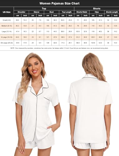 Image of Pjmlifecoco Women's Modal Pajama Set Short Sleeve Button Down Two Piece Soft Sleepwear with Shorts Loungewear S-XXL