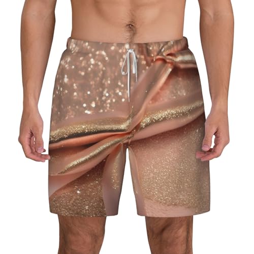 Short de bain homme avec doublure de compression maillot de plage rose doré confort