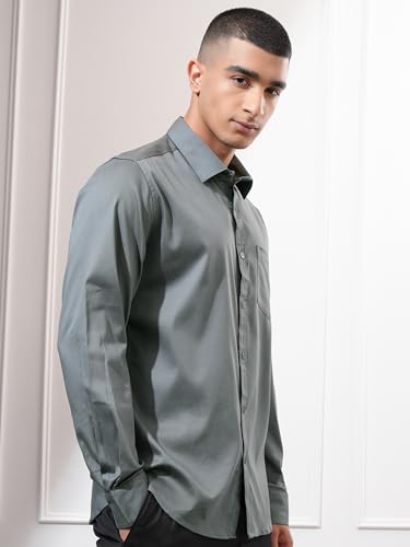 Image of Highlander Men's Slim Fit Formal Shirt | Solid Formal Shirt for Men | Comfortable Fabric | Stylish Design for Everyday Use & Office Wear