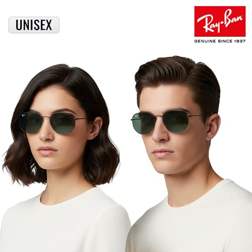 Image of Ray-Ban RB3548N HEXAGONAL FLAT LENSES Square-Round Shape Sunglasses for Men & Women with Official Eyewear Kit
