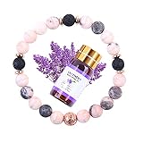 allentian Lava Rock Aromatherapy Diffuser Bracelets, Crystals Stones Jewelry Calming Beaded Bracelets for women, Lavender Essential Oil Bracelet, Stress Relief Gifts For Women