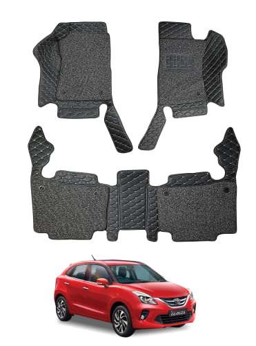 Image of Auto Hub Premium 7D car mat Glanza, Luxury Double-Stich 7d Car Floor Mat Complete Set, 100% Waterproof and Washable, Color : Black