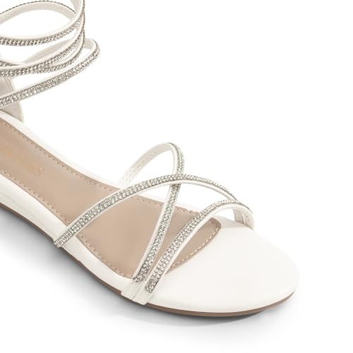 Image of DREAM PAIRS Women's Ankle Strap Flat Sandals Summer Dressy Strappy Gladiator Rhinestones Sandals