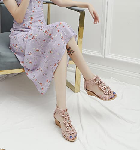 Image of FRALOSHA Wedge Sandals for Women Open Toe Casual Summer Roman High Heel Breathable Beach Sandals