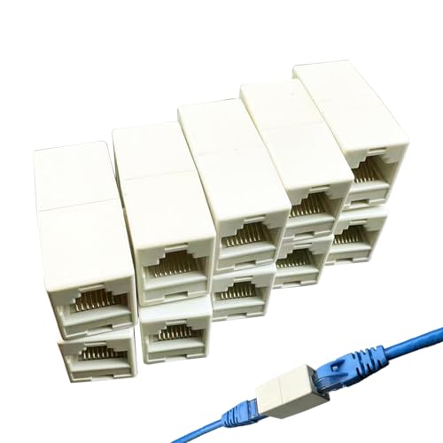 GjnjfdF 20 Piezas Acoplador RJ45 Conector Ethernet Hembra Hembra Acoplador Hembra A Mujer Red De Doble Cabezal Recto Cable Modular Para Alambre Sólido Y Estándar