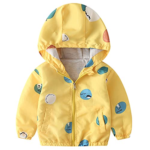 Toddler Boys Windbreaker Long Sleeve Fall Coat Thin Jacket Casual Zip Hooded Jacket (Yellow, 2-3 Years)