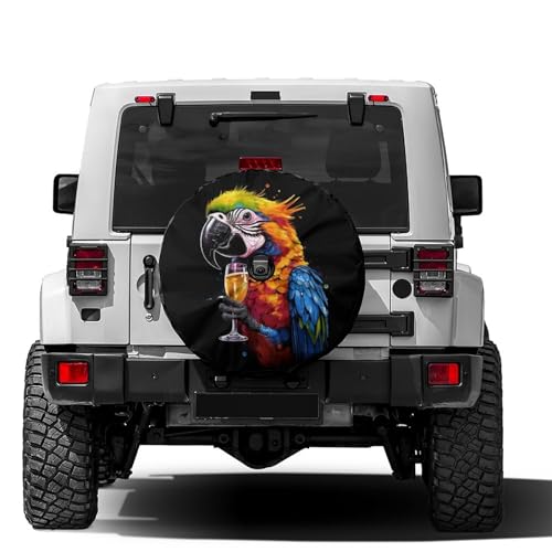Image of Delerain Spare Tire Cover with Backup Camera Hole Colorful Bird Parrot Wheel Covers Waterproof Dust-Proof UV Sun Universal Fit for RV Trailer RV SUV Truck (17 Inch for Diameter 31 inch-33 inch)