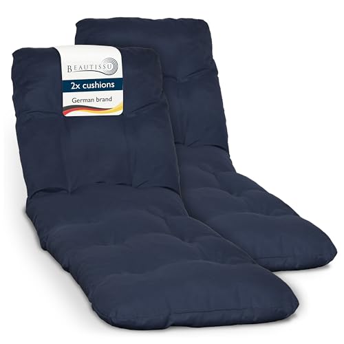 Beautissu Lot de 2 Coussin Bain de Soleil 190x60 cm Flair RL – 8 cm Épais Coussin Chaise Longue pour Jardin Terrasse Balcon – Confortable Matelas Transat...