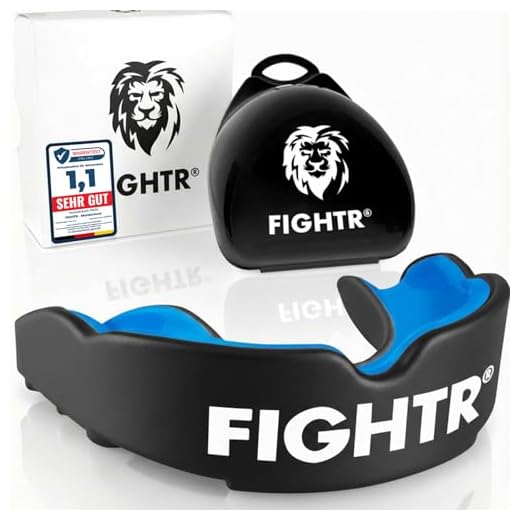 FIGHTR® Premium Mundschutz - ideale Atmung & leicht Anpassbar | Sport Zahnschutz für Boxen, MMA, Muay Thai, Hockey & Kampfsport | inkl. Hygiene Box (SkyBlue Black)