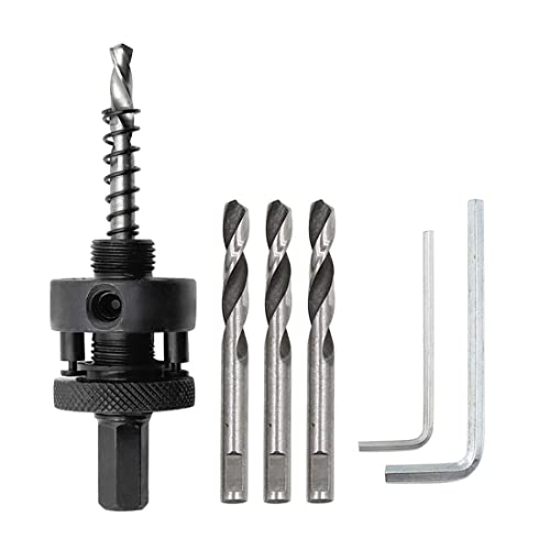 Hordion 7/16" Hex Shank Hole Saw Arbor Fits 1.4" To 15.7" Hole Saw, Quick Change Mandrel With 3Pcs 6Mm Drill Bits Replacement #TOP25