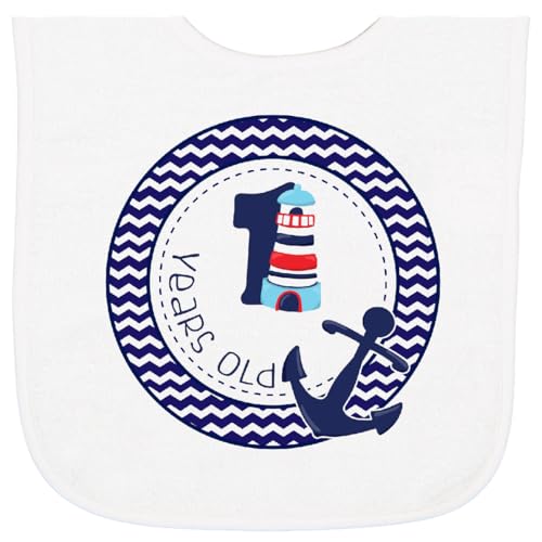 inktastic 1 Years Old Nautical Anchor Boy Birthday Baby Terry Cloth Bib