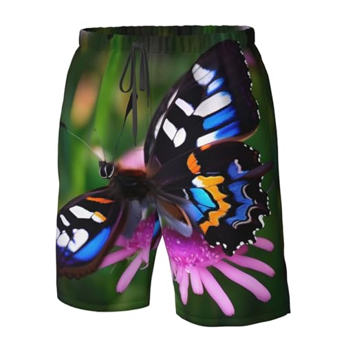 Colorful Butterfly Print Men's Swim Trunks Beach Shorts Elastic Waist Drawstring Summer Swimming Board Shorts4