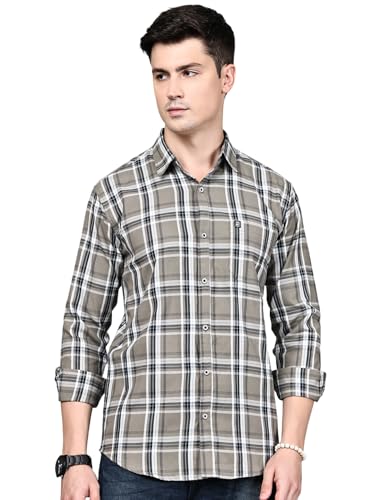 Image of Majestic Man Stylish Slim Fit Cotton Spread Collar Checked Casual Shirt for Men