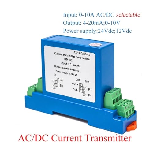 Transmisor corriente CA CC con salida estable 4-20mA para medición de 0-2A 3