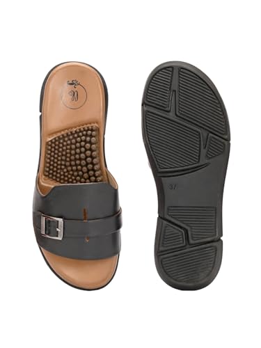 Image of egoss LADY BOSS Women's Leather Slippers | Slip-On Comfort Flats | Soft Cushioned Anti-Slip Lightweight Daily Wear Footwear for Women