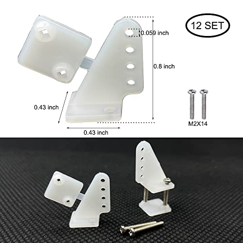 12Sets Nylon Control Horns 4 Holes Positions L11×W11×H20mm for RC Airplane KT Model Plane Parts Accessories with M2x14mm Screw