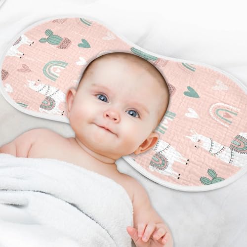 2 Pack Muslin Burp Cloths Llama Rainbow Pink Cotton Baby Burp Cloths Ultra Absorbent and Soft Spit Up Rags for Newborn Babies Boys Girls, Large 22" x 11"4