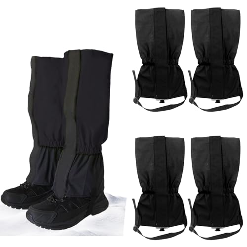 Nhujevkom Polainas de senderismo, 2 pares de polainas ligeras para la nieve, impermeables, resistentes al viento, duraderas, protegen la pantorrilla, equipo al aire libre, para caminar, escalar, cazar