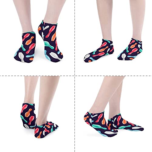 Women Girls Cute Ankle Fit No Show Low Cut Socks Bowling Pins Colorful Comfy Casual Athletic Short Trail Socks Novelty Gift3