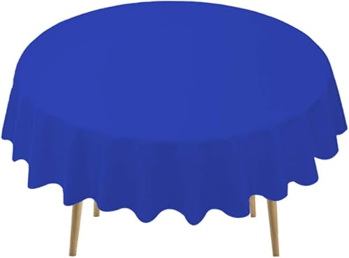 Manteles de plástico azul real, paquete de 2 manteles desechables de 84 pulgadas, manteles circulares de vinilo PEVA para fiestas, cumpleaños,