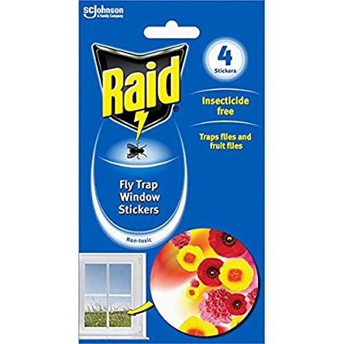 Raid Fly Trap Window Stickers Fly Killer for Indoor Use Non Toxic and Insecticide Free Formula Pack of 1 (4 Stickers)