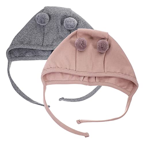 VANZACK 2pcs Cotton Newborn Hats for Adorable Caps with Straps Lightweight Ear Design for Wear