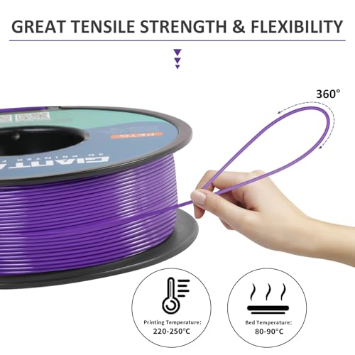 Image of GIANTARM PETG Filament 1.75, 3D Printer Filament PETG 1kg(2.2lb), Toughness Enhanced, Dimensional Accuracy + /-0.02mm, Vacuum Package (Purple)
