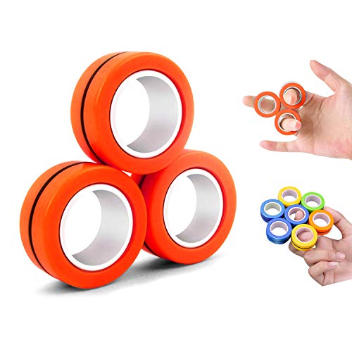 CaLeQi Magnétique Bague Le Soulagement du Stress Jouet-Magnétique Bracelet Anneau Décompresser Jouet Magic Ring Props Outils Décompression Jouets, Doigt Spin Activité, Doigt d'action Commune